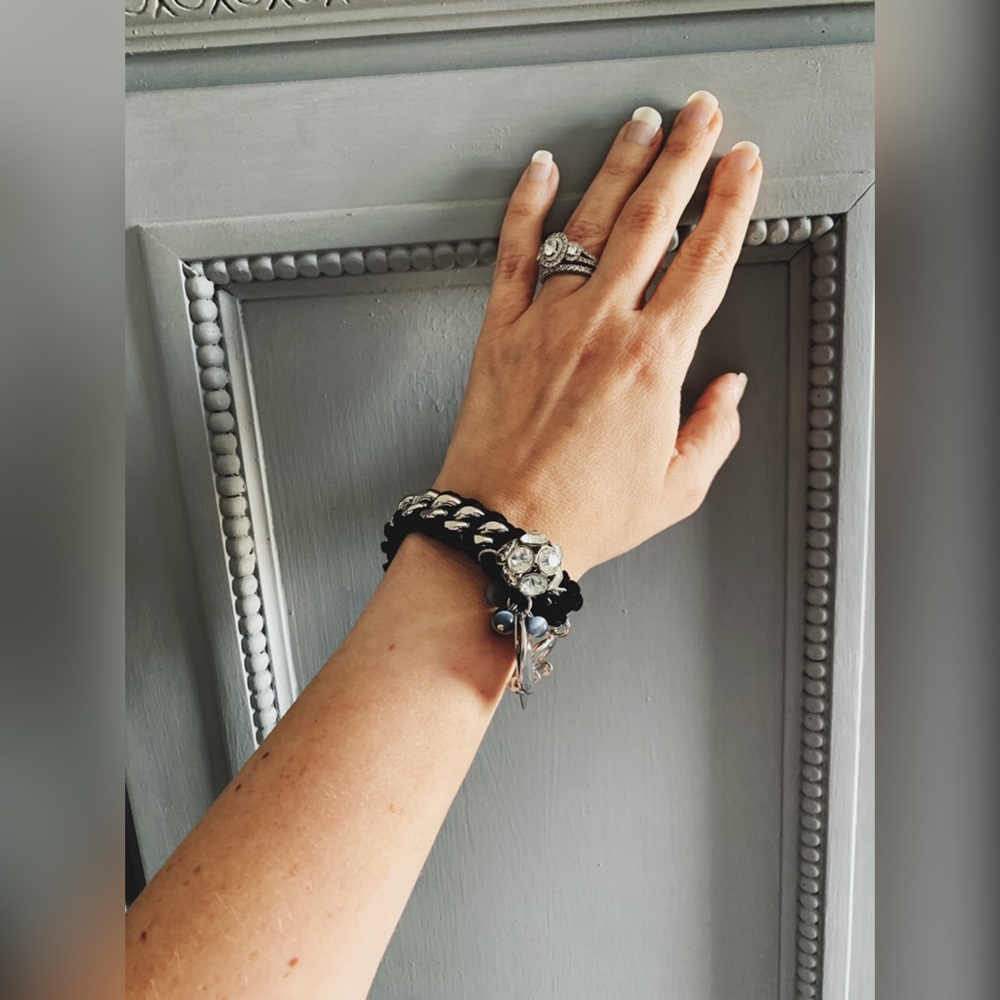 Black and Silver Tone Charm Bracelet